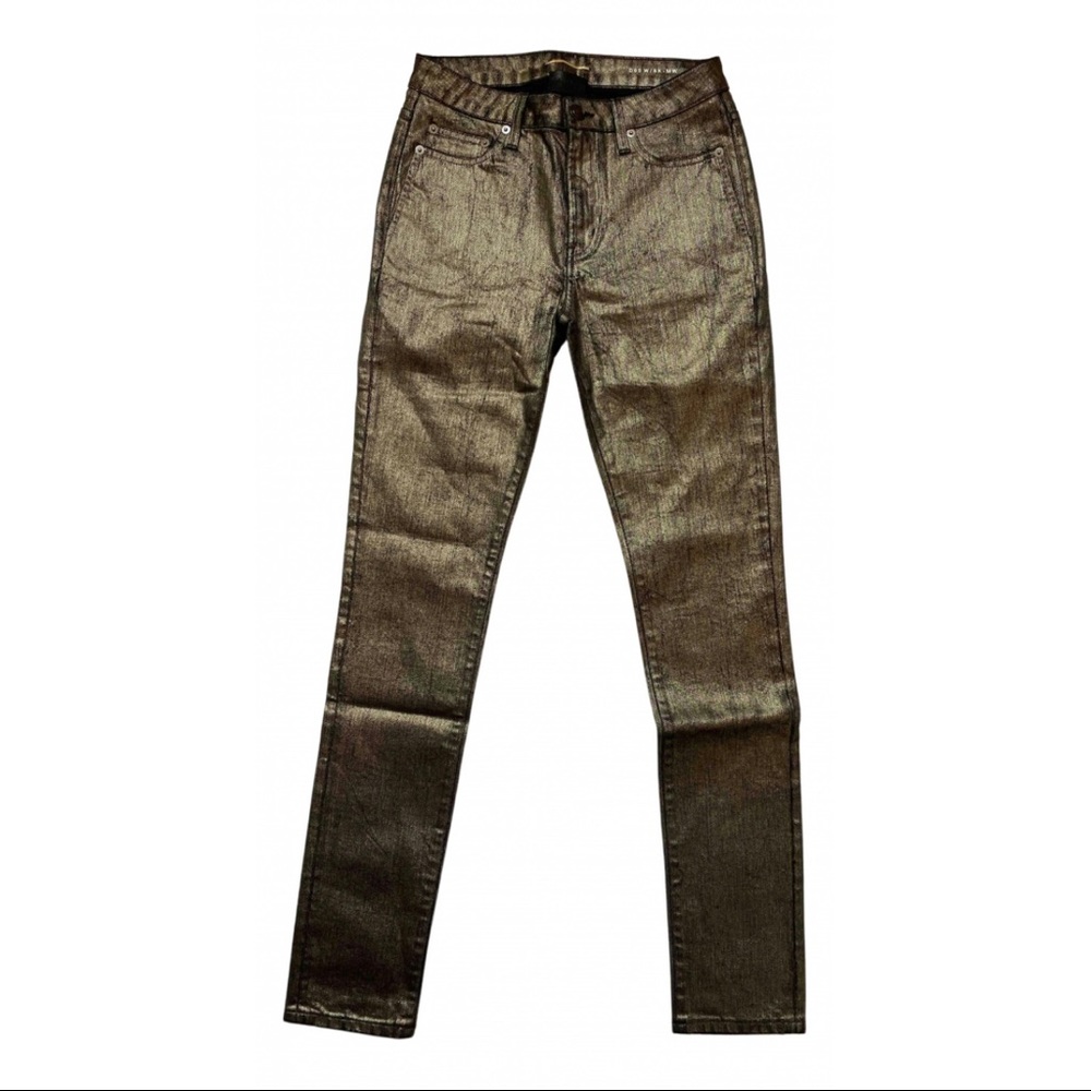 YSL dark gold denim slim jeans
